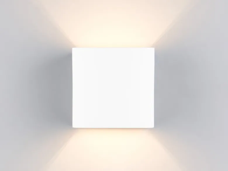 Kleine LED Wandleuchte aus Gips mit Up and Down Lichteffekt, Würfel 11,5cm