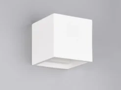 Kleine LED Wandleuchte aus Gips mit Up and Down Lichteffekt, Würfel 11,5cm