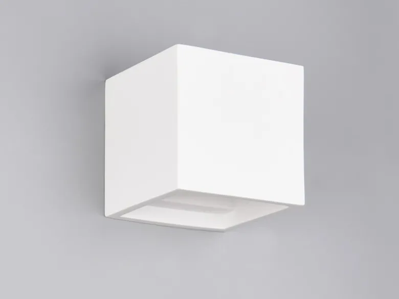 Kleine LED Wandleuchte aus Gips mit Up and Down Lichteffekt, Würfel 11,5cm