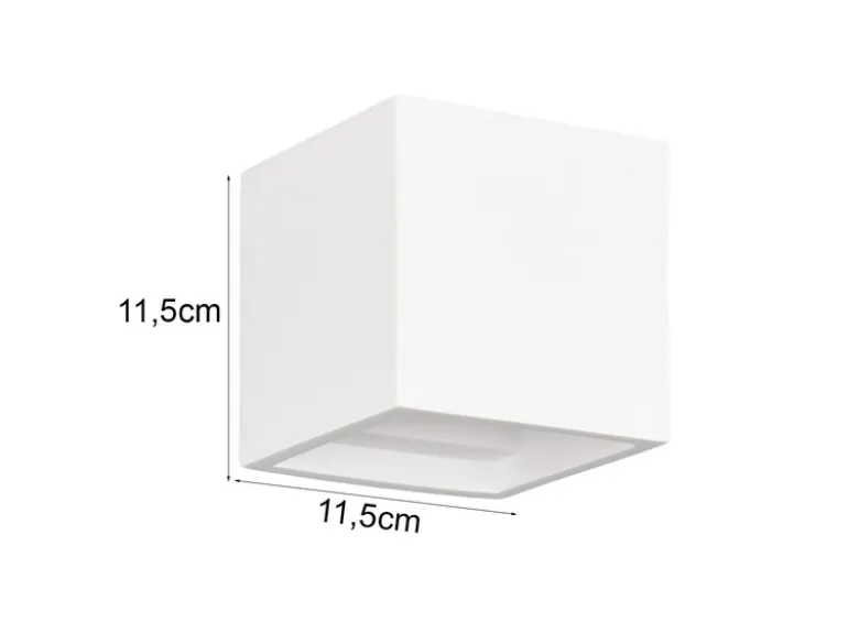 Kleine LED Wandleuchte aus Gips mit Up and Down Lichteffekt, Würfel 11,5cm