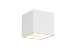 Kleine LED Wandleuchte aus Gips mit Up and Down Lichteffekt, Würfel 11,5cm