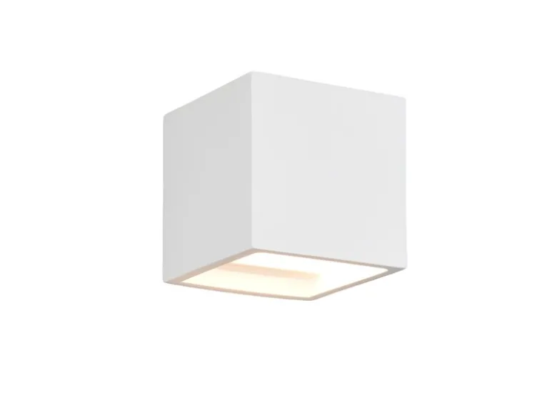 Kleine LED Wandleuchte aus Gips mit Up and Down Lichteffekt, Würfel 11,5cm