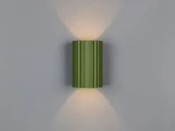 Kleine LED Wandleuchte mit Up and Down Lichteffekt, Metall Grün, Höhe 12cm