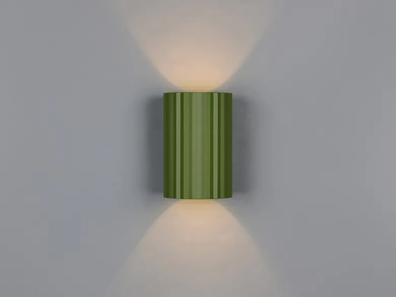 Kleine LED Wandleuchte mit Up and Down Lichteffekt, Metall Grün, Höhe 12cm