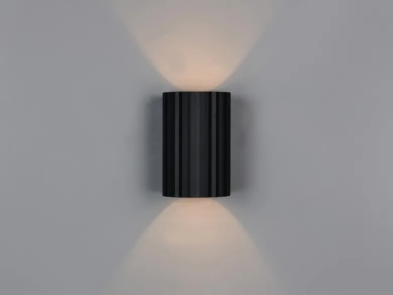 Kleine LED Wandleuchte mit Up and Down Lichteffekt, Metall Schwarz, Höhe 12cm