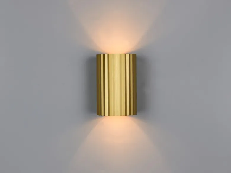 Kleine LED Wandleuchte mit Up and Down Lichteffekt, Metall Gold, Höhe 12cm