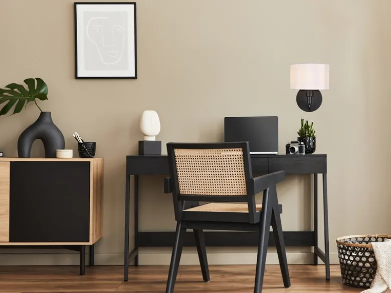 Kleine LED Wandleuchte Schwarz matt mit Schalter & Stoffschirm Weiß
