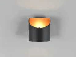 Kleine LED Wandleuchte Up and Down aus Metall Schwarz Gold, Höhe 10cm