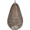 Kleine Orientalische LED Pendelleuchte aus Metallgeflecht in Altmessing, Ø 23cm