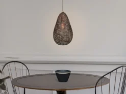 Kleine Orientalische LED Pendelleuchte aus Metallgeflecht in Altmessing, Ø 23cm