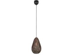 Kleine Orientalische LED Pendelleuchte aus Metallgeflecht in Altmessing, Ø 23cm
