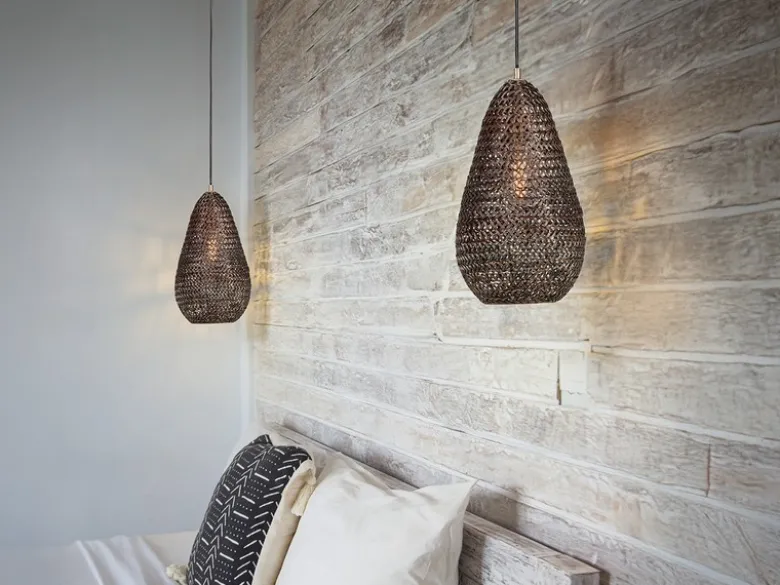 Kleine Orientalische LED Pendelleuchte aus Metallgeflecht in Altmessing, Ø 23cm