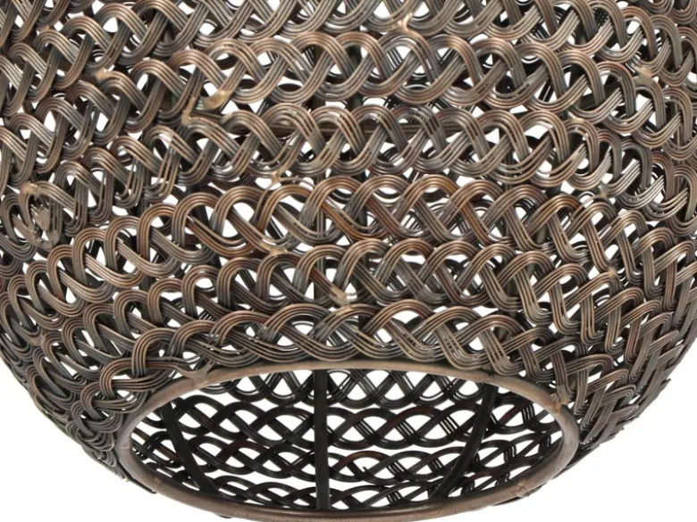 Kleine Orientalische LED Pendelleuchte aus Metallgeflecht in Altmessing, Ø 23cm