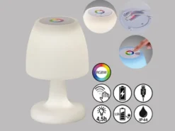 Kleine Outdoor Akku Tischlampe BARLETTA 26cm ohne Kabel - LED & RGB