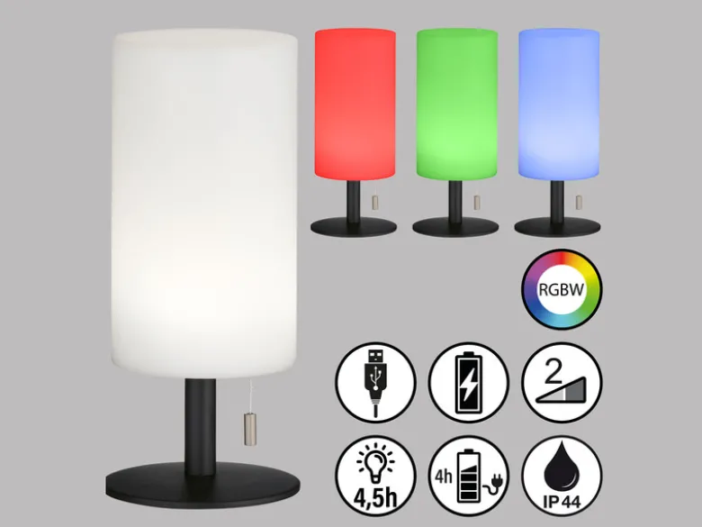 Kleine Outdoor Akku Tischlampe LARINO mit RGB Farbwechsel, Höhe 28cm