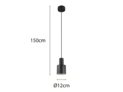 Kleine Pendelleuchte AGUDO mit Metall Lampenschirm Schwarz, Ø 12cm