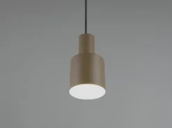 Kleine Pendelleuchte AGUDO mit Metall Lampenschirm Taupe, Ø 12cm