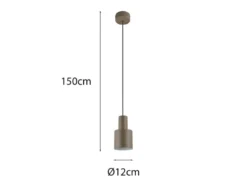 Kleine Pendelleuchte AGUDO mit Metall Lampenschirm Taupe, Ø 12cm