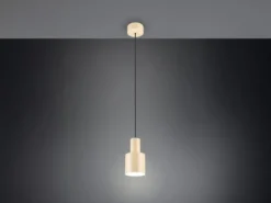 Kleine Pendelleuchte AGUDO mit Metall Lampenschirm Beige, Ø 12cm