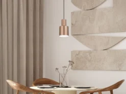Kleine Pendelleuchte AGUDO mit Metall Lampenschirm Coffee, Ø 12cm