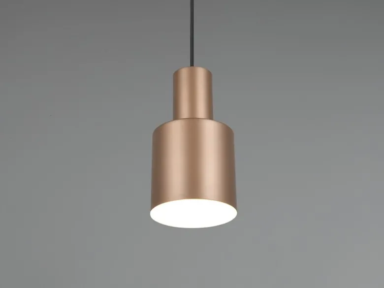 Kleine Pendelleuchte AGUDO mit Metall Lampenschirm Coffee, Ø 12cm