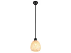 Kleine Pendelleuchte AMELIE Korblampe aus geflochtenem Bambus, Ø 18cm