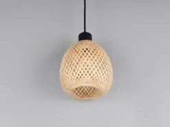 Kleine Pendelleuchte AMELIE Korblampe aus geflochtenem Bambus, Ø 18cm