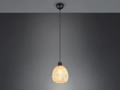 Kleine Pendelleuchte AMELIE Korblampe aus geflochtenem Bambus, Ø 18cm
