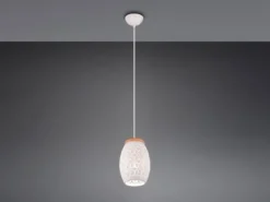 Kleine Pendelleuchte BIDAR in Weiß mit ausgefallenem Stanzmuster, Ø 15cm