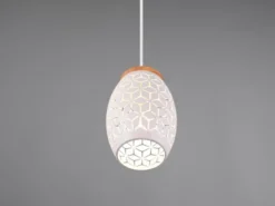 Kleine Pendelleuchte BIDAR in Weiß mit ausgefallenem Stanzmuster, Ø 15cm