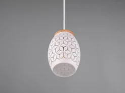 Kleine Pendelleuchte BIDAR in Weiß mit ausgefallenem Stanzmuster, Ø 15cm