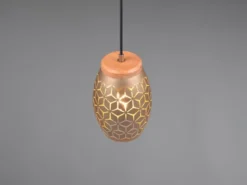 Kleine Pendelleuchte BIDAR in Coffee mit ausgefallenem Stanzmuster, Ø 15cm