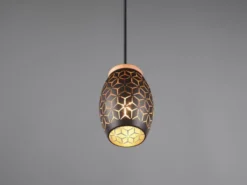 Kleine Pendelleuchte BIDAR in Schwarz/Gold mit ausgefallenem Stanzmuster, Ø 15cm