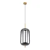 Kleine Pendelleuchte BLACKY Messing 1-flammig mit Rauchglas, Ø 22cm