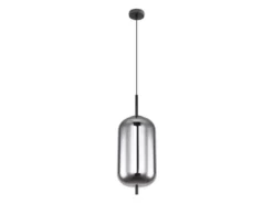 Kleine Pendelleuchte BLACKY Schwarz 1-flammig mit Rauchglas, Ø 22cm