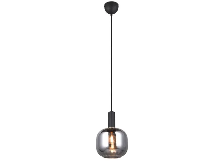 Kleine Pendelleuchte DIVA 1-flammig mit Glasschirm Chrom bedampft, Ø 20cm