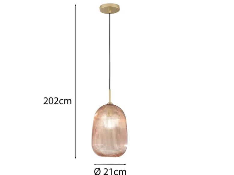 Kleine Pendelleuchte DUKE einflammig mit Glasschirm Bernstein Ø 21cm
