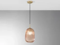Kleine Pendelleuchte DUKE einflammig mit Glasschirm Bernstein Ø 21cm