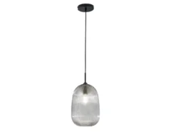 Kleine Pendelleuchte DUKE einflammig mit Glasschirm Rauchglas Ø 21cm