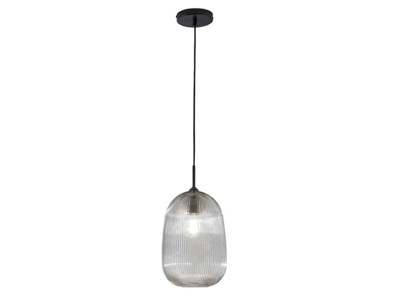 Kleine Pendelleuchte DUKE einflammig mit Glasschirm Rauchglas Ø 21cm