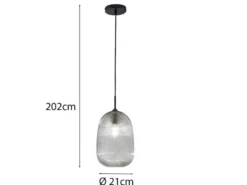 Kleine Pendelleuchte DUKE einflammig mit Glasschirm Rauchglas Ø 21cm