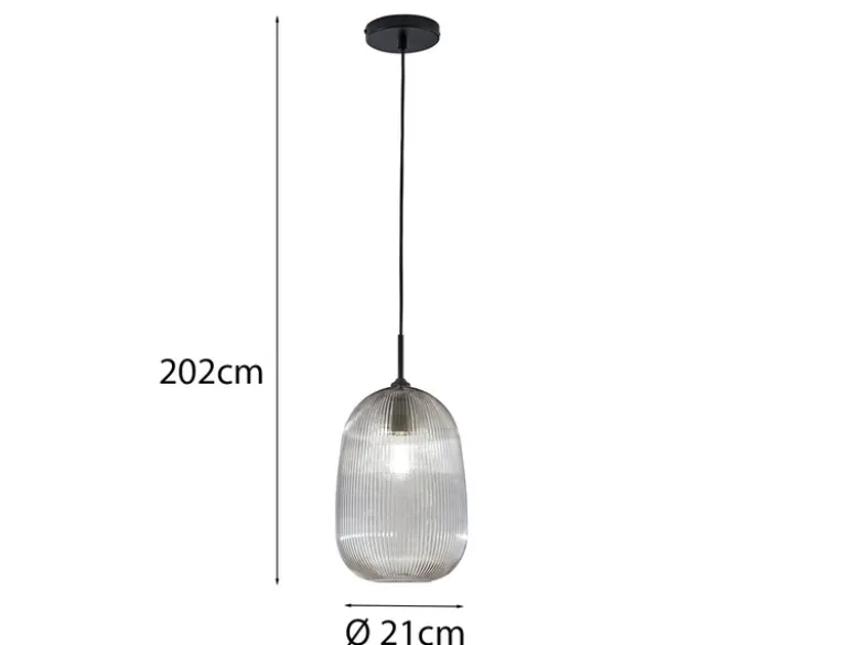 Kleine Pendelleuchte DUKE einflammig mit Glasschirm Rauchglas Ø 21cm