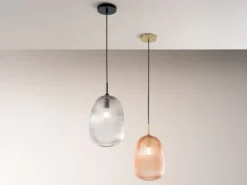 Kleine Pendelleuchte DUKE einflammig mit Glasschirm Rauchglas Ø 21cm