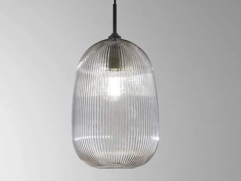 Kleine Pendelleuchte DUKE einflammig mit Glasschirm Rauchglas Ø 21cm