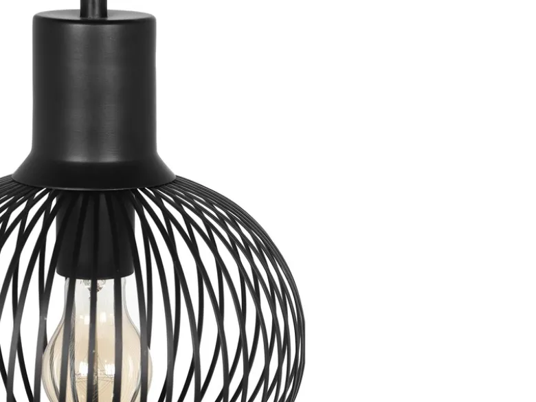 Kleine Pendelleuchte GILA mit Gitter Lampenschirm Schwarz, Ø 23cm