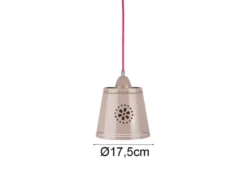 Kleine Pendelleuchte im Landhausstil, Lampenschirm Metall Beige Ø 17,5cm