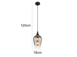 Kleine Pendelleuchte LAVUS 1-flammig Rauchglas Lampenschirm, Ø 18cm