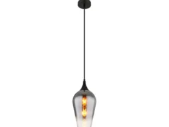 Kleine Pendelleuchte LAVUS 1-flammig Rauchglas Lampenschirm, Ø 18cm