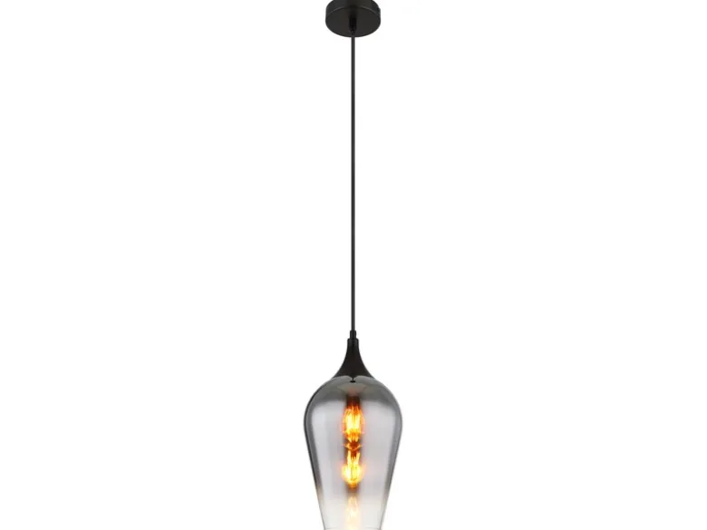 Kleine Pendelleuchte LAVUS 1-flammig Rauchglas Lampenschirm, Ø 18cm