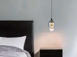 Kleine Pendelleuchte LAVUS 1-flammig Rauchglas Lampenschirm, Ø 18cm